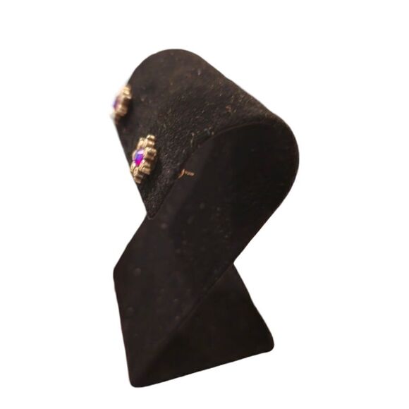 Iridescent Pink Flower Charm Post Stud Earrings - Picture 2 of 5